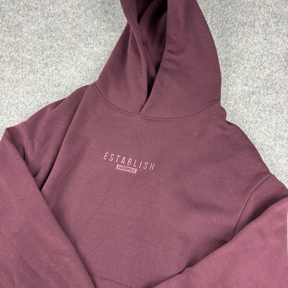 Establish Southpole Hoodie Mens Medium Burgundy Pullover Streetwear Skater Y2K